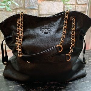 Tory Burch ‘Marion’ Slouchy Black Leather Tote